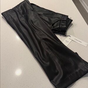 Calvin Klein Black Leather Trousers